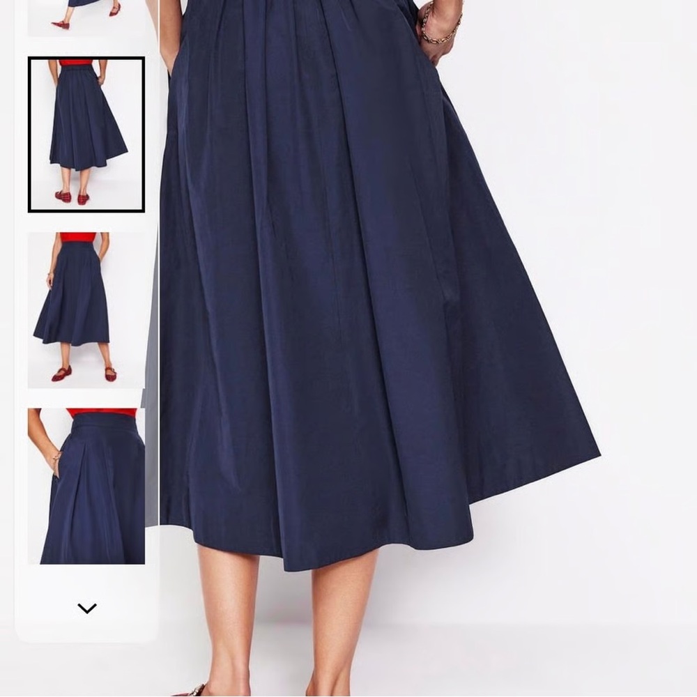 NWT Boden Taffeta Pull On Midi Skirt In Navy Sz 6R - Picture 8 of 9